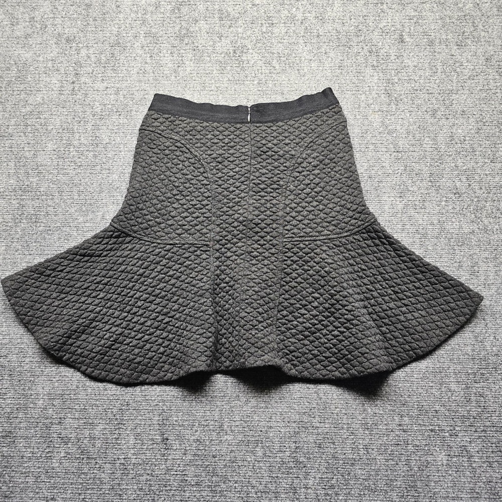 Rebecca Taylor Womens Gray Quilted Wool Blend Fit & Flare Mini Skirt Size 0